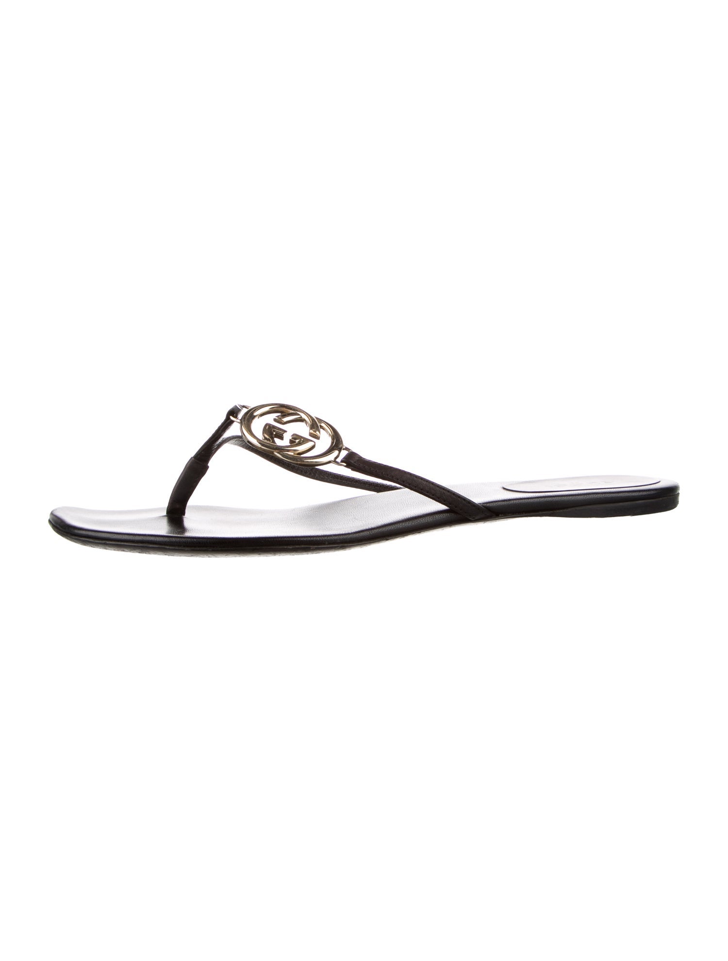Gucci Interlocking G Logo Leather Flip Flops